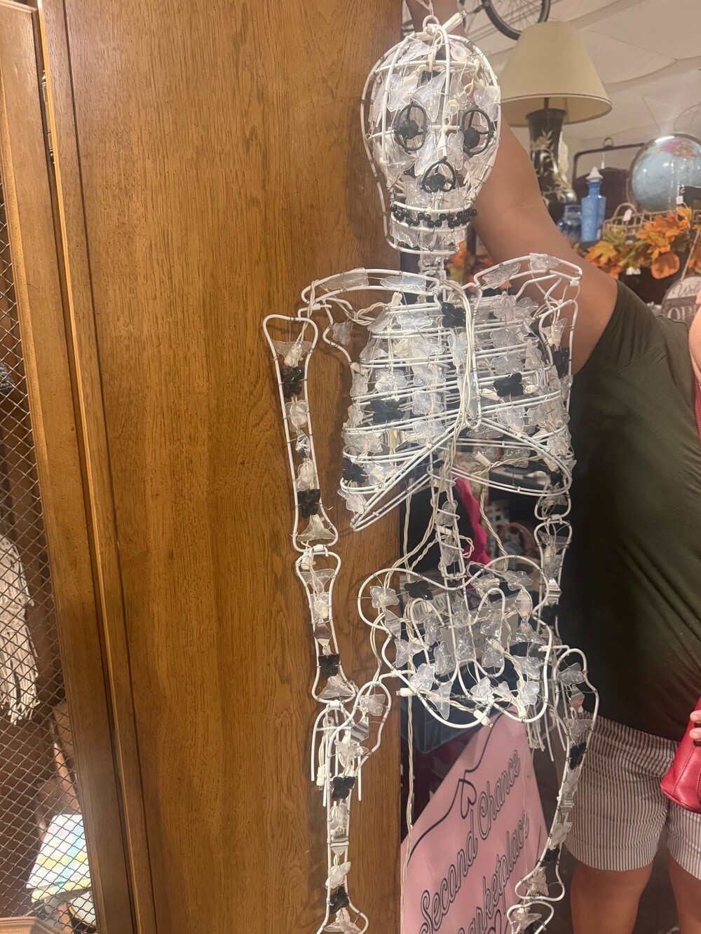 Skeleton String Lights Battery Operated White Wire Frame Halloween Decor